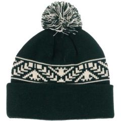 Jacquard Pom Beanie